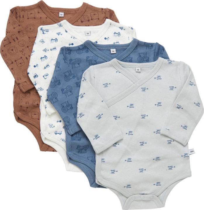 Actual product image Pippi Wrap-around long-sleeved bodysuit set of 4 Blue Mirage size 68 (68)