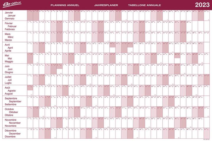 Image du produit BoOffice Planificateur annuel 2026 (90 x 60 cm, Non contraignant, Allemand, Français, Italien)