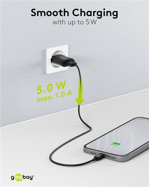 Actual product image Goobay USB A charger slim (5 W)