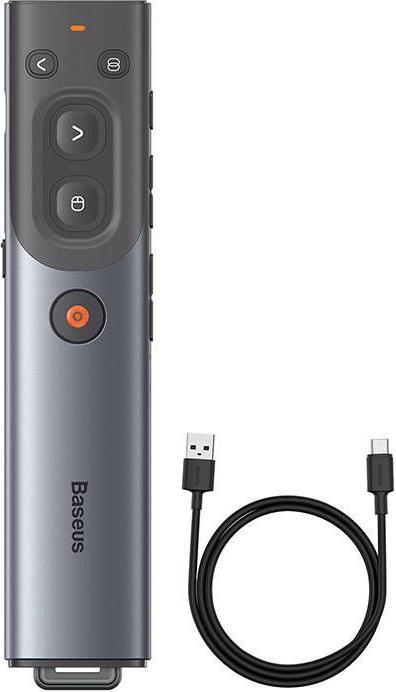 Actual product image Baseus Orange Dot Multifunctional remote control for presentation, with a red laser pointer - grey