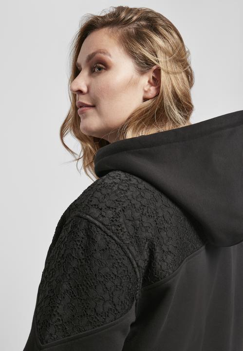 Immagine prodotto Urban Classics Felpa con cappuccio con inserto in pizzo da donna (S)