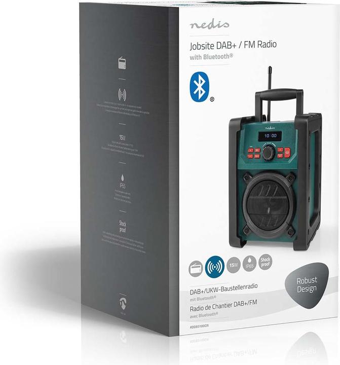 Produktbild Nedis DAB + Radio Tisch Ausführumg DAB+ / FM 2.2" Scharz-weiss Monitor Batteriebetrieben/Netzstromver (DAB+, FM, Bluetooth)