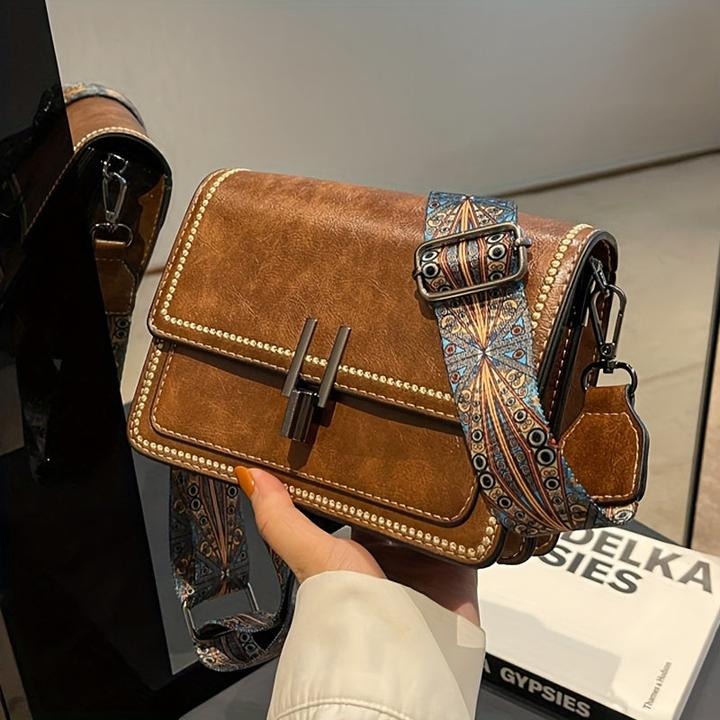 Actual product image Only-Bags.Store Retro versatile mini square shoulder bag, classic structured shoulder bag with flap