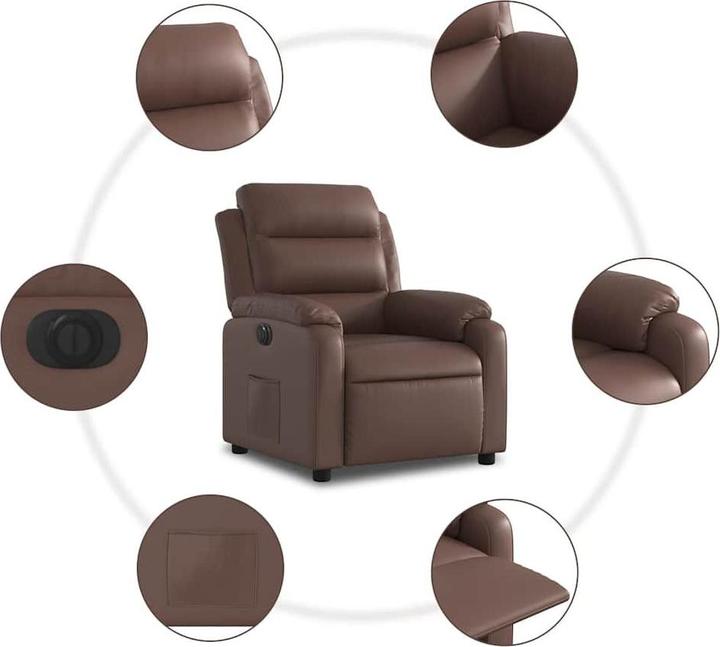 Actual product image VidaXL Recliner armchair reclining armchair recliner armchair electric brown imitation leather