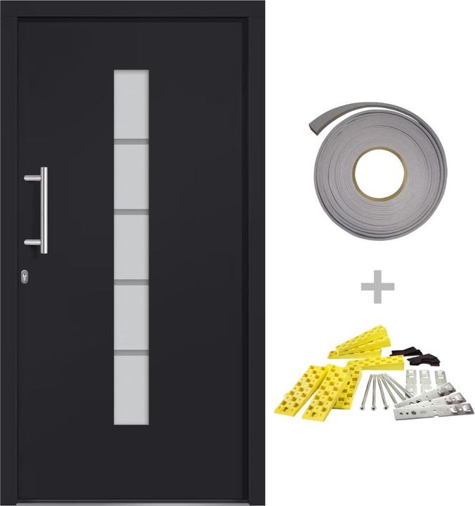 Image du produit Diverse Hardware Porte d'entrée aluminium et PVC anthracite 110x210 cm