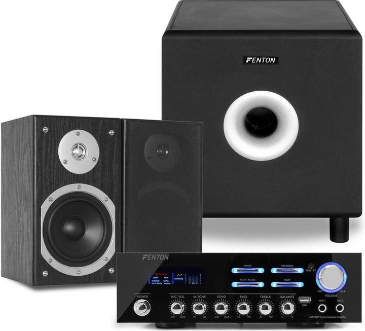 Image du produit Fenton speakerset - hifi stereo set met versterker met Bluetooth en 8 subwoofers (Set, 200 W)