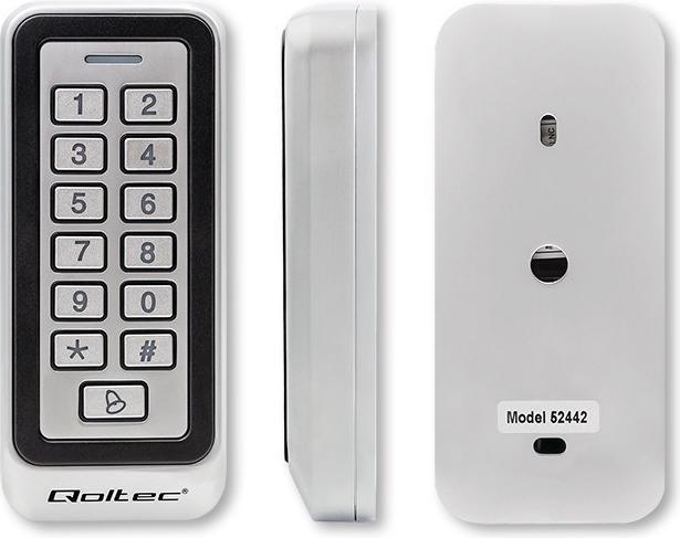 Image du produit Qoltec 52442 Serrure à code RHEA su Lecteur RFID Code Card Porte-clés Sonnette de porte IP68 EM