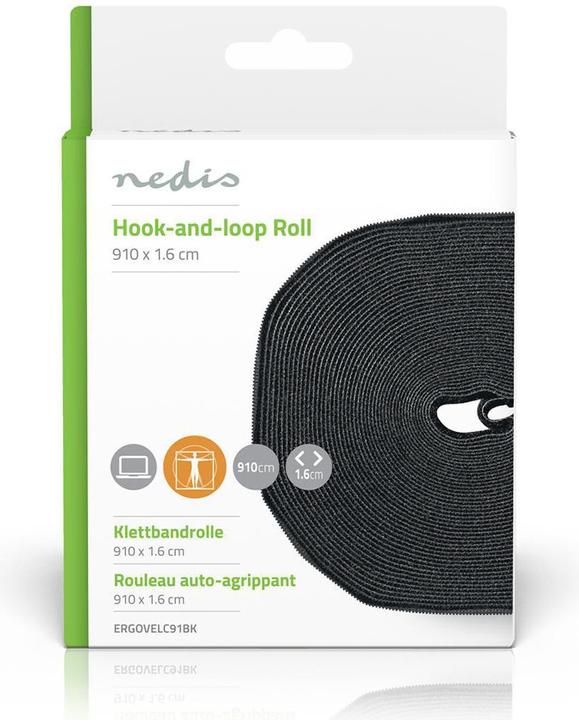 Actual product image Nedis Velcro Roll for Cable 910 x 1.6 cm Black Unisex (9100 mm)