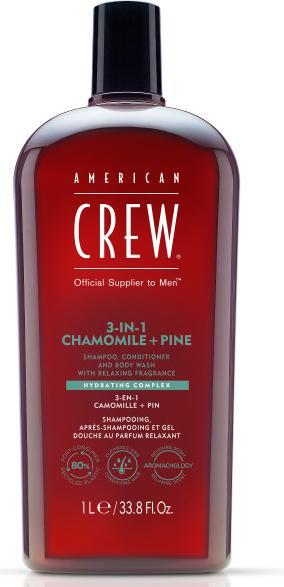 Actual product image American Crew 3-in-1 Chamomile & Pine Shampoo, Conditioner & Body Wash (1000 ml, Liquid shampoo)