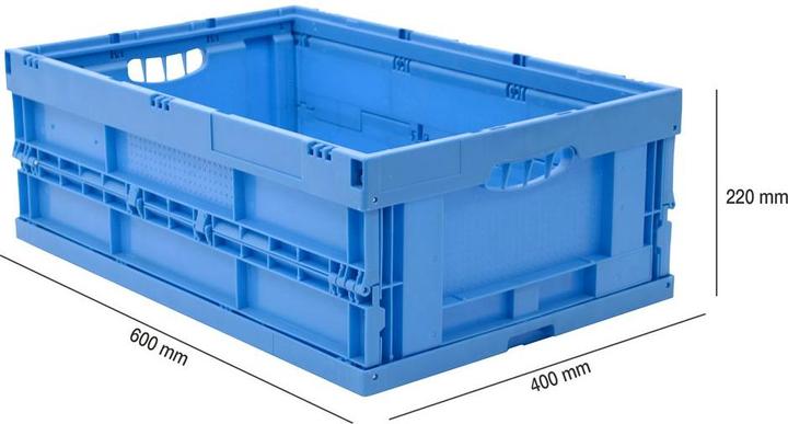 Produktbild Walther Faltbox aus Polypropylen, Inhalt 44 l, ohne Deckel, blau, stapelbar (600 x 400 x 220 mm, 41.40 l)