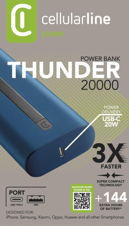 Produktbild Cellularline Thunder 20000 (20000 mAh, 20 W, 74 Wh)