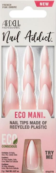 Ardell Nail Addict Eco Mani Pink Ombre 30 Stk (Kunstnägel, Pink Ombre)