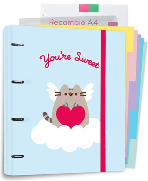 Immagine prodotto Pusheen – A4-Ordner aus der Purrfect Love-Kollektion mit Seiten (4 Ringe, Gummiband) (24 x 31 cm)