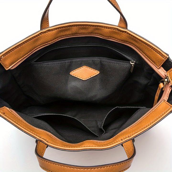 Produktbild Only-Bags.Store Retro PU Leder Commuter Tote Rucksack, Minimalist Schulter Handtasche, einfache vielseitige