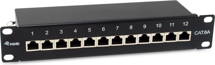 Actual product image equip Patch panel 12x RJ45 Cat6A 10" FTP 1U Premium black