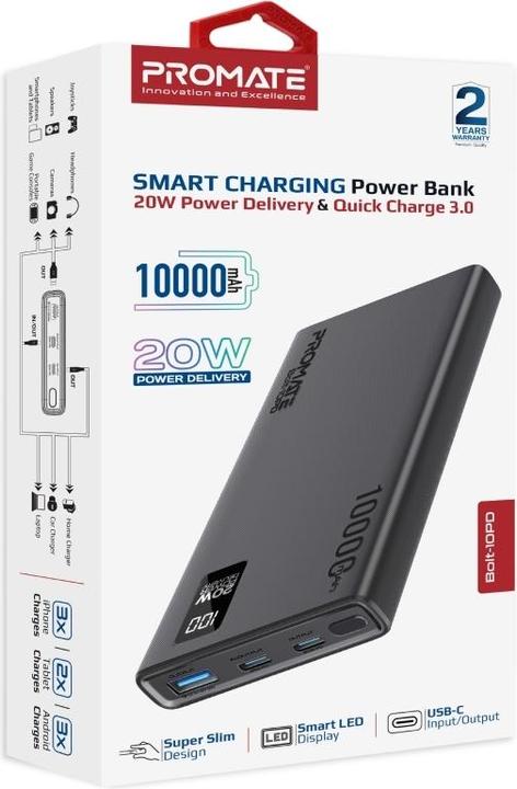 Actual product image ProMate Bolt-10PD Powerbank 10000mAh (10000 mAh, 20 W, 37 Wh)