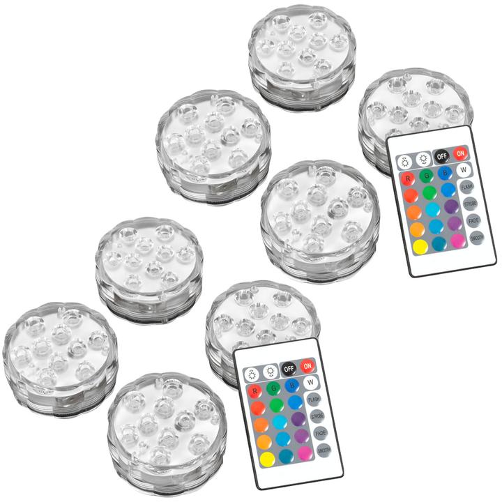 Produktbild Casativo 8er-Set Multicolor-LED-Unterwasserleuchten mit Fernbedienung, IP68