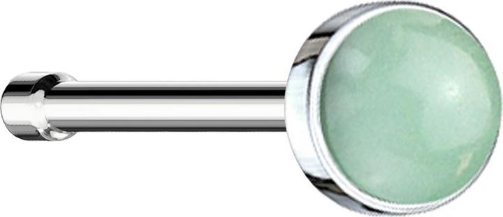Star Piercing Nasenstecker gerade silber mit Jade Stein (Mineralisch, ohne Messing, Chirurgenstahl 316L)