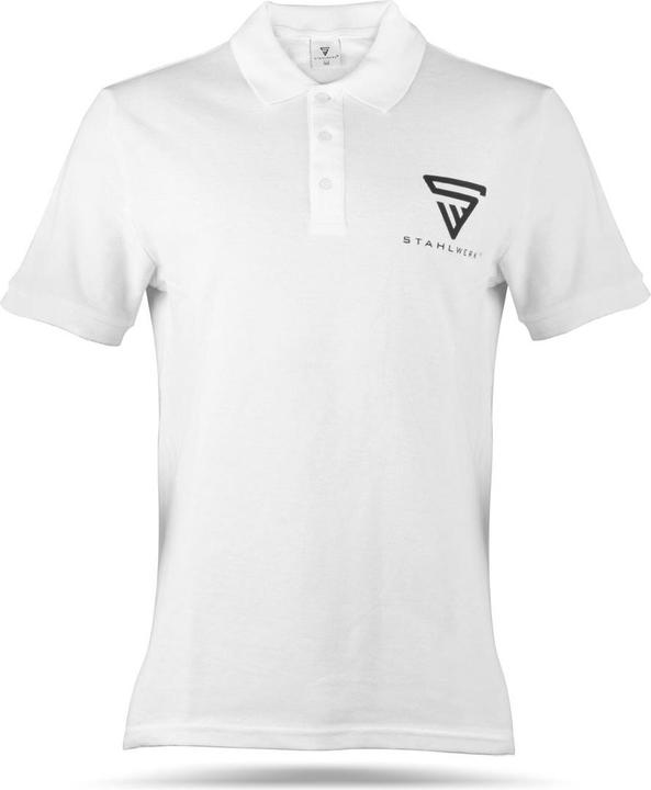 Immagine prodotto Stahlwerk Polo taglia XL bianca a maniche corte con logo stampato 100% cotone (XL)