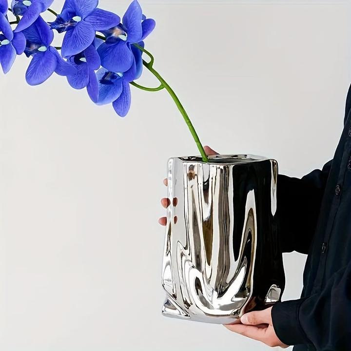 Immagine prodotto Alopini Vaso ornamentale di lusso Premium Sense Light, vaso creativo in ceramica placcata oro/argento (1 x)