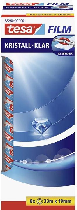 Image du produit tesa 8x tesafilm KRISTALL-KLAR, très transparent, résistant au vieillissement, avec forte adhérence (19 mm)