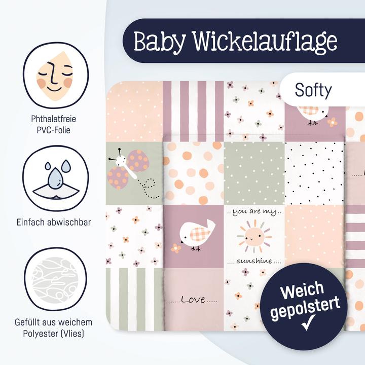 Produktbild Julius Zöllner Wickelauflage "Softy", Patch Rose (75 x 85 cm)