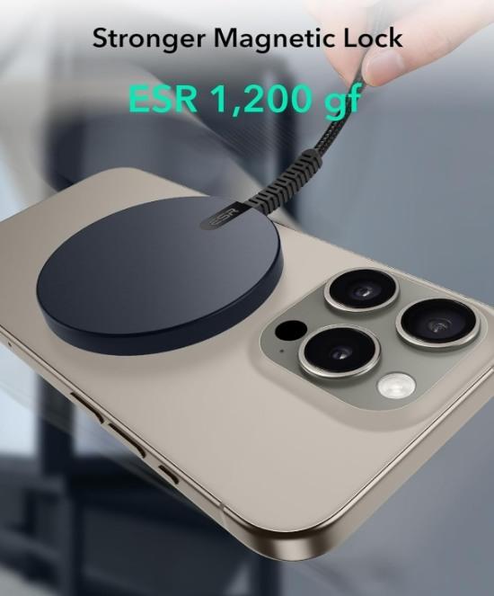 Image du produit ESR Halolock Qi2 Mini chargeur sans fil 15 W avec MagSafe - Noir (15 W)