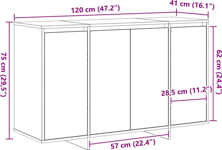 Produktbild VidaXL Beton Grau Sideboard Beton grau Holzwerkstoff 120 x 41 x 75 cm (120 x 41 x 75 cm)
