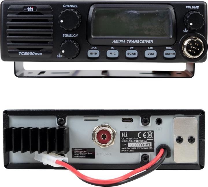 Actual product image PNI CB TTi TCB-900 EVO radio package + ML29 CB antenna, length 34 cm