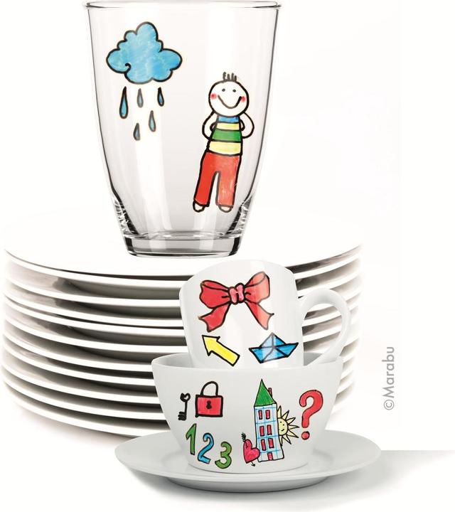 Actual product image Marabu Porcelain and glass painting pen Kids (Black, Violet, Yellow, Red, Blue, Orange, Turquoise, Green, 10 x)