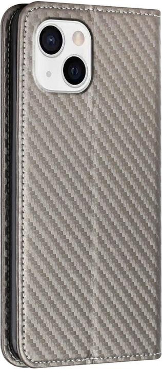Produktbild Cover-Discount iPhone 14 Plus - Carbon Look Flip Case Hülle grau (Apple iPhone 14 Plus)