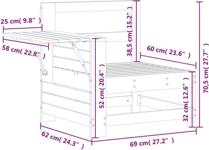 Produktbild VidaXL Gartensofa mit Armlehne und Beistelltisch