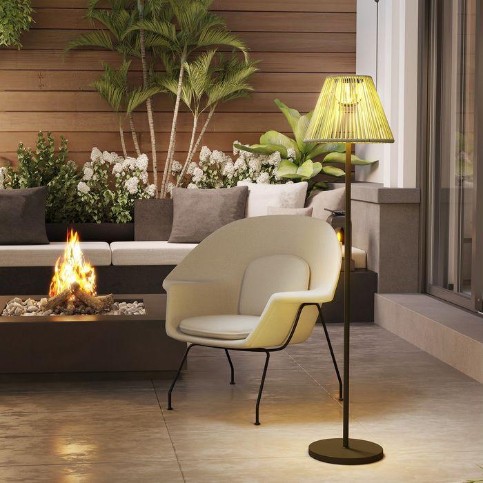 Produktbild Swisshandel24 Stehlampe Rattan Solarlampen mit Lichtsensor Boho-Stil IP44 Ø33x135 cm (15 lm, IP44)