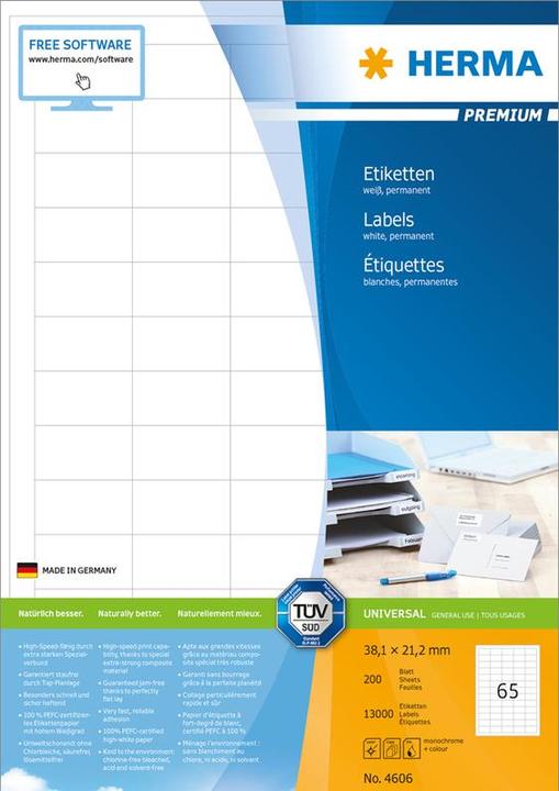 Produktbild HERMA Universal Etiketten A4