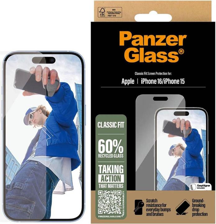 Immagine prodotto PanzerGlass Vestibilità classica (1 Pezzo/i, Apple iPhone 15, Apple iPhone 16)