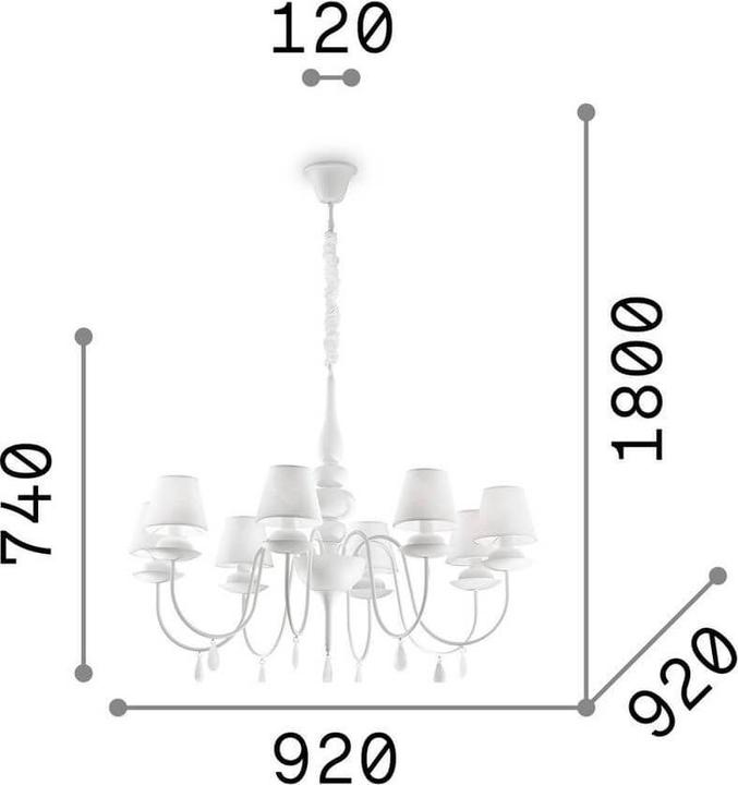 Image du produit Ideal lux BLANCHE Suspension E14 8-fois ⌀920mm dimmable blanc 035574 (E14)