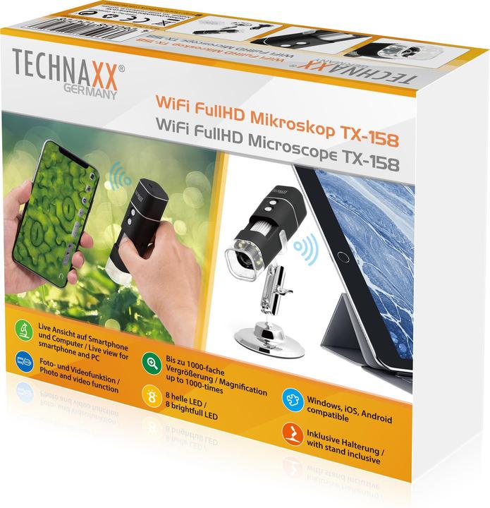 Actual product image Technaxx Phone Microscope WiFi FullHD TX 158