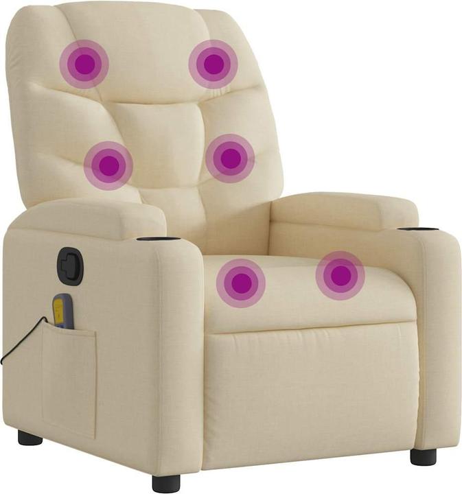 Immagine prodotto VidaXL Poltrona massaggiante in tessuto color crema,Colore: Crema,Materiale: Tessuto (100