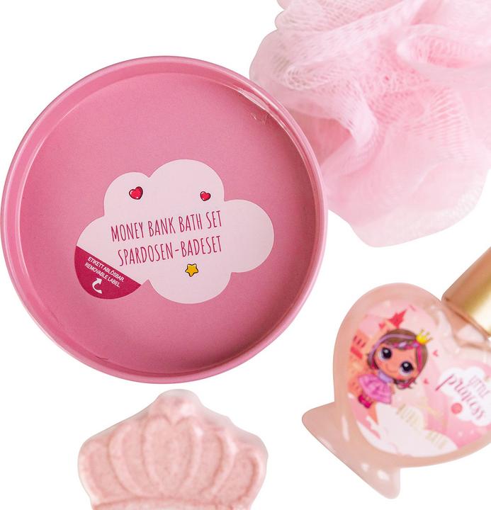 Image du produit Accentra Set de bain LITTLE PRINCESS dans une tirelire en étain, comprenant 80ml de bain moussant, 50g de (Set soin capillaire)