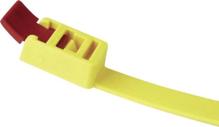 Actual product image HellermannTyton Cable tie SpeedyTie® (L x W) 750 mm x 13 mm SPEEDYTIE-PA66-YE-V1 Color: Yellow, Red 5 pcs. (Plastic cable ties, 750 mm, 5 pcs.)