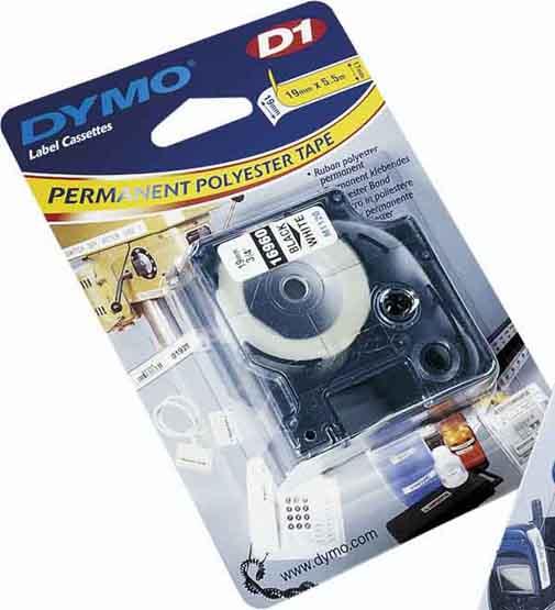 Actual product image Dymo S0718060 Permanent polyester strap (1.20 cm, White, Black)