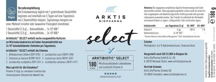 Nährwerte und Zutaten Arktis Select Arktibiotic Select Plv (1 Stück, 180 g)