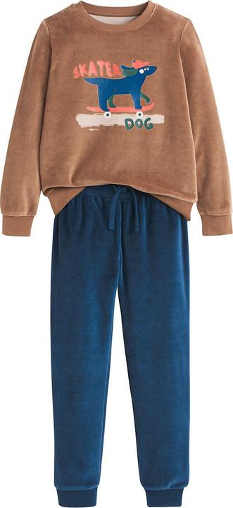 La Redoute Collections Samt-Pyjama mit Hundeprint