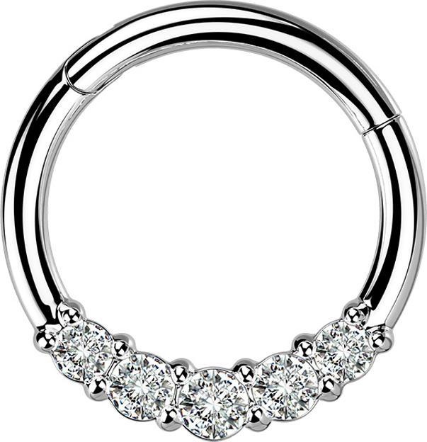 Immagine prodotto Star Piercing Anello micro segmento incernierato argento cinque cristalli argento (senza ottone)