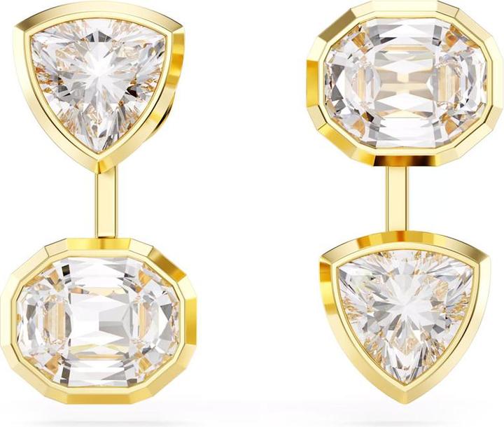 Swarovski Imber Ohrring Jackets Asymmetrisches Design Verschiedene Schliffe Weiss Gold (Swarovski Metall)