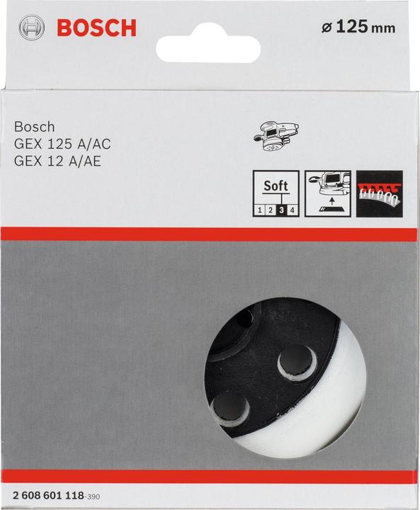 Produktbild Bosch Professional Zubehör Schleifteller weich, 125 mm, für GEX 12 A, GEX 12 AE, GEX 125 A, GEX 125 AC (Sehr fein)