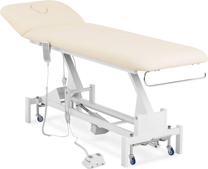 Produktbild Physa Massageliege elektrisch Massagebank Therapieliege 200 kg beige Fusspedal Räder