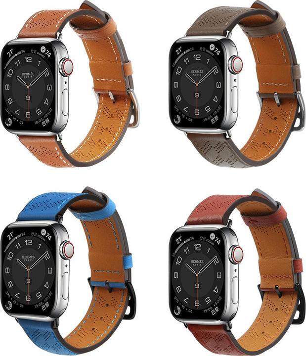 Actual product image Hurtel Strap Leather Leather Strap for Apple Watch Ultra, SE, 8, 7, 6, 5, 4, 3, 2, 1 (49, 45, 44, 42 mm) (45 mm, 44 mm, 42 mm, 49 mm, Genuine leather)