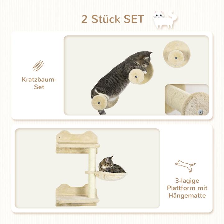 Image du produit PawHut Mur d'escalade (73 cm, Beige+Blanc crème)