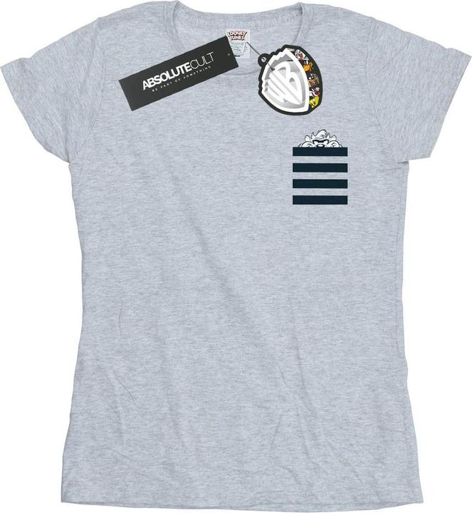 Looney Tunes Taz Stripes Faux Pocket TShirt (L)